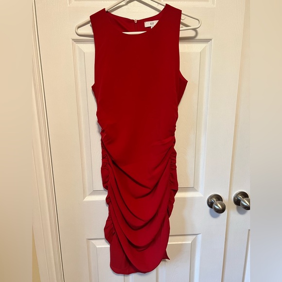 Red Ruched mini dress size 8 - Picture 1 of 4